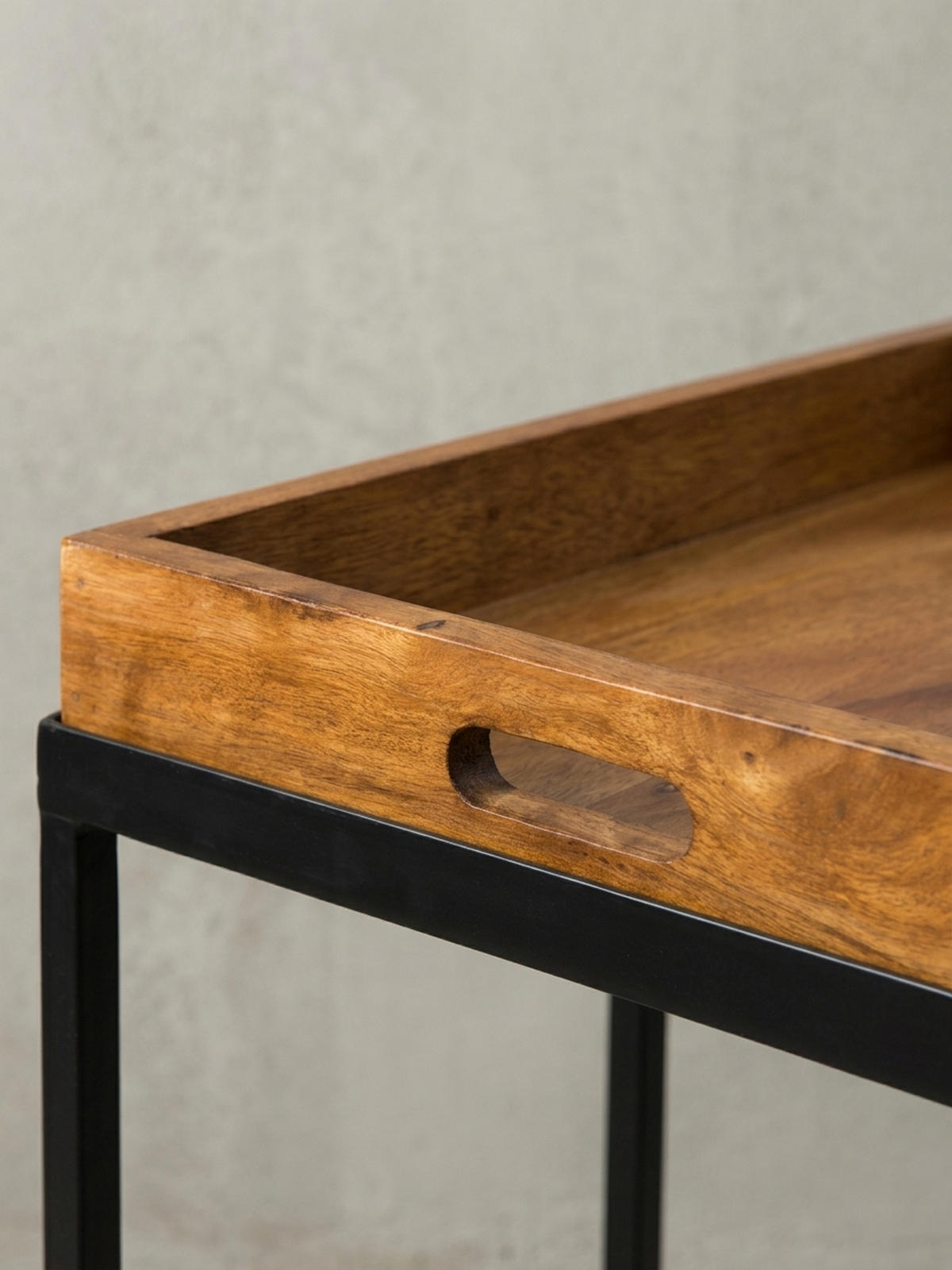 BEISTELLTISCH – Massivholz Metall platzsparend vielseitig - Schwarz/Braun, Holz/Metall (34/70/65cm) - KADIMA DESIGN