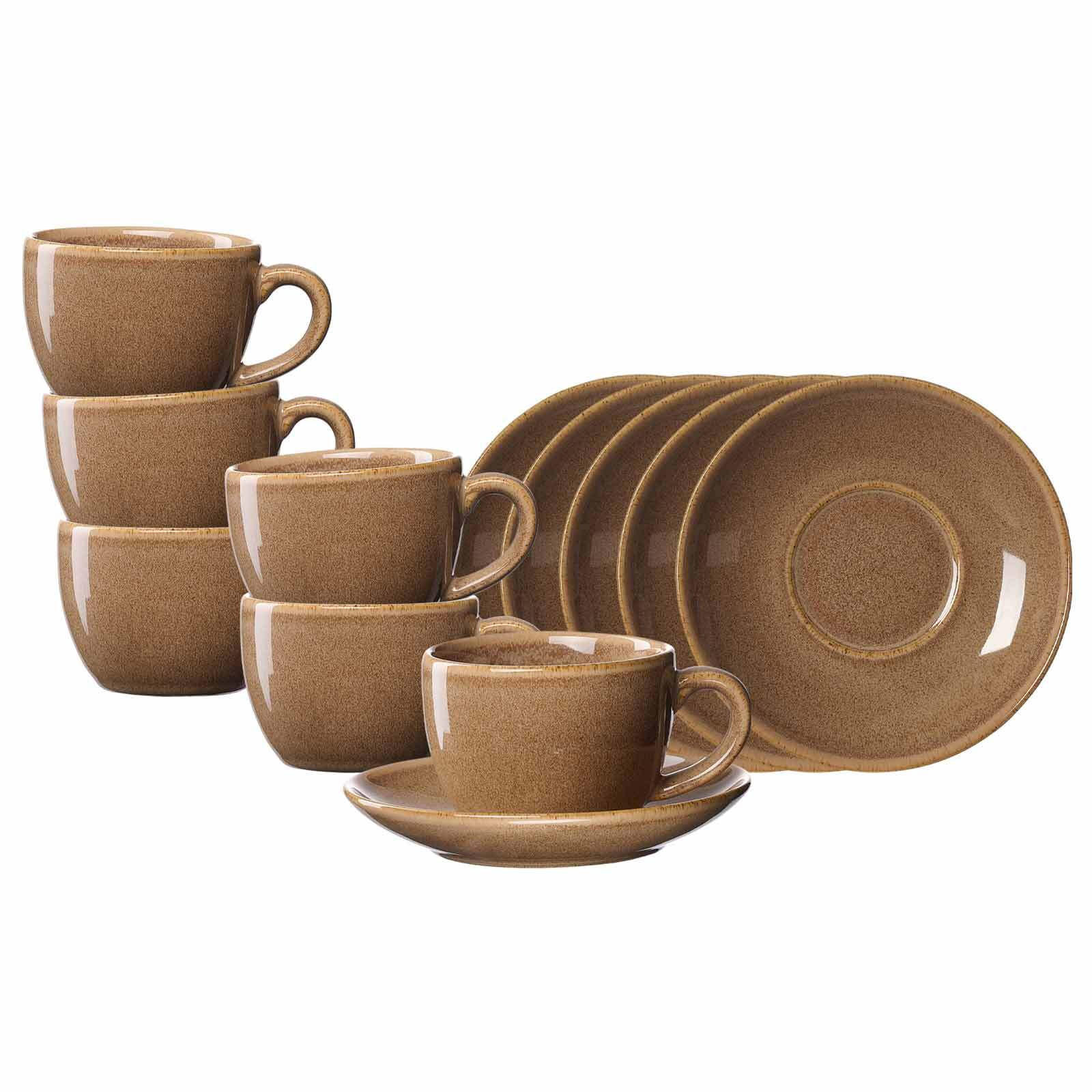 KAFFEETASSEN MIT UNTERTASSEN Sahara Hellbraun 230 ml 6er Set - Hellbraun, Keramik (14.5/8/14.5cm) - Ritzenhoff Breker
