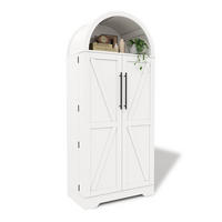 MEHRZWECKSCHRANK mit Bogendesign (mit Landhausstil, 3 Böden & 5 Ablagen) Weiß 40/70/165cm - Weiß, Holzwerkstoff (70/165/40cm) - EVRYAE
