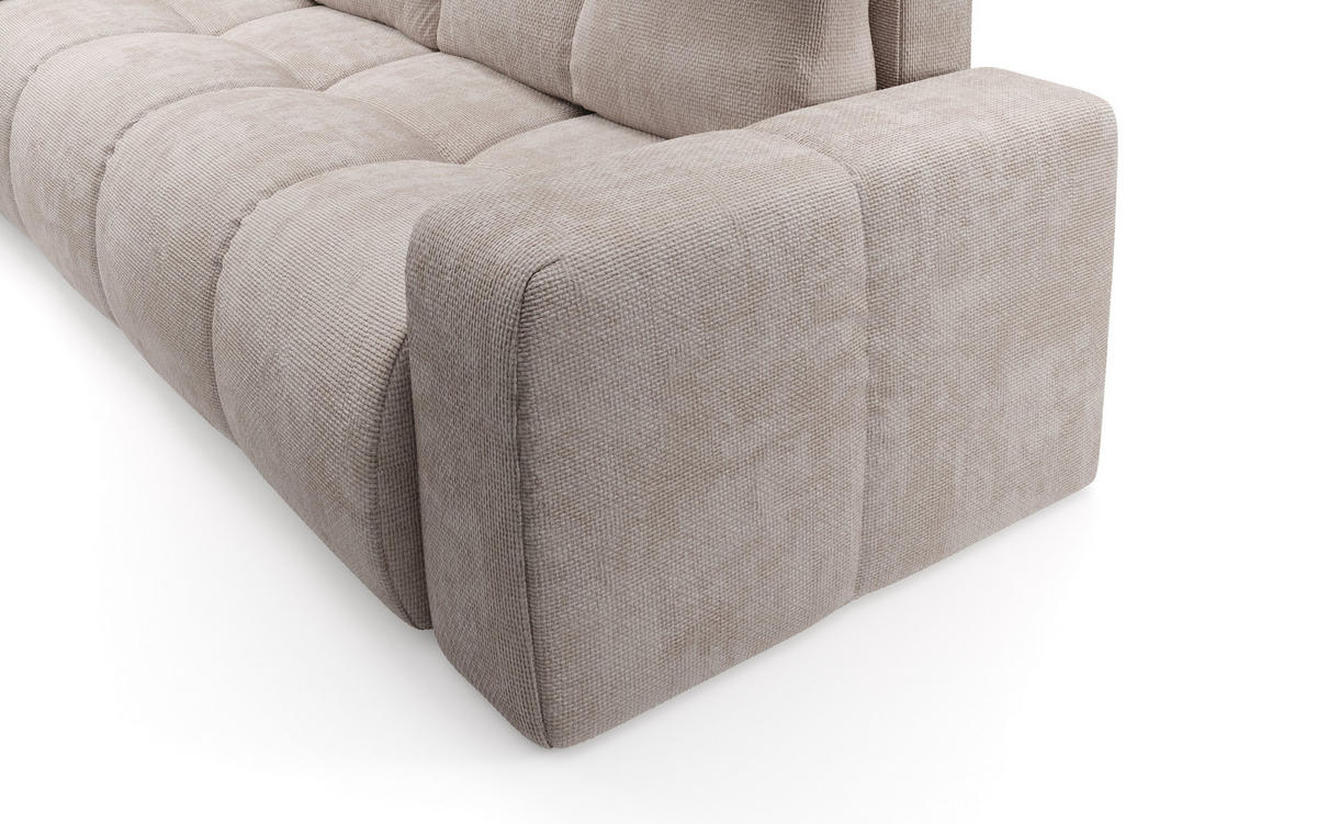 BETTSOFA DUCA Beige Jersey- Stoff mit Schlaffunktion - Beige, Holz (259/90/99cm) - MASSENO