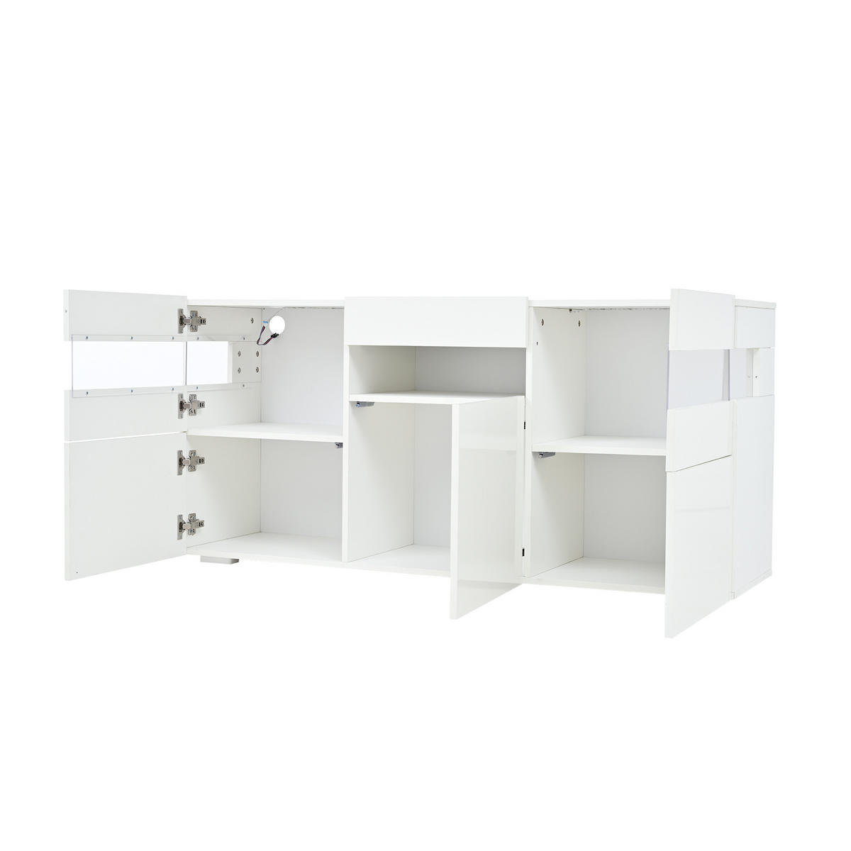 SIDEBOARD DE-37801 mit LED-Beleuchtung und 3 Türen Weiß - Weiß, Holzwerkstoff (140/66.5/40.5cm) - ComfortXL