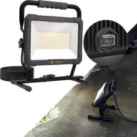 LED-BAUSTRAHLER mit Standfuß - 150W für Innen und Außen, spritzwassergeschützt, ideal für Handwerksarbeiten, 2er-Set - Schwarz, Metall (18.3/34.6/41.4cm) - Northpoint