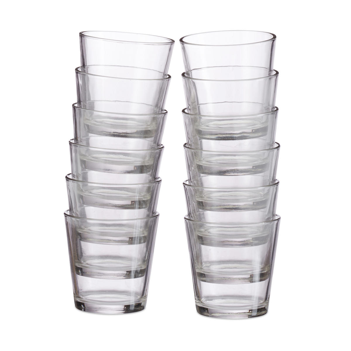 12xTEELICHTGLÄSER - Transparent, Glas (7.5cm) - Relaxdays