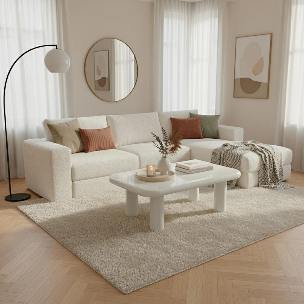 COUCHTISCH, Weiß - Weiß, Holzwerkstoff (100/60/36.5cm) - Oviala