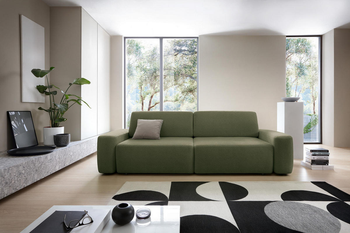 POLSTERSOFA 260 cm Orea, Schlaffunktion, Bettkasten, Grün - Grün, Holz (257/82/105cm) - Emporius