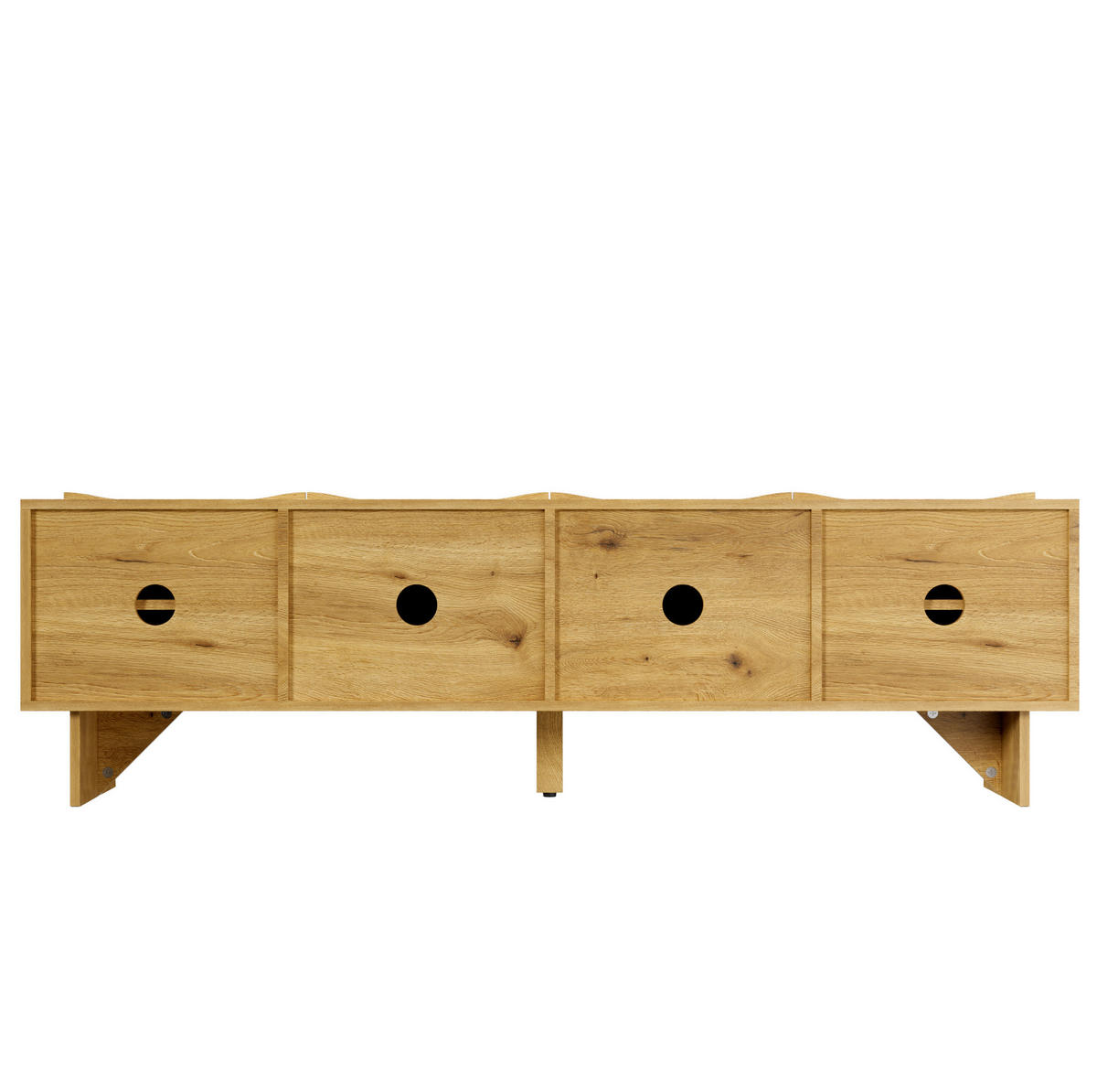 TV-SCHRANK aus Spanplatte 155x36x47 cm Natur mit 4 Türen, Wellenmuster und Kabelmanagement - Eichefarben, Holzwerkstoff (155/47/36cm) - Modfu