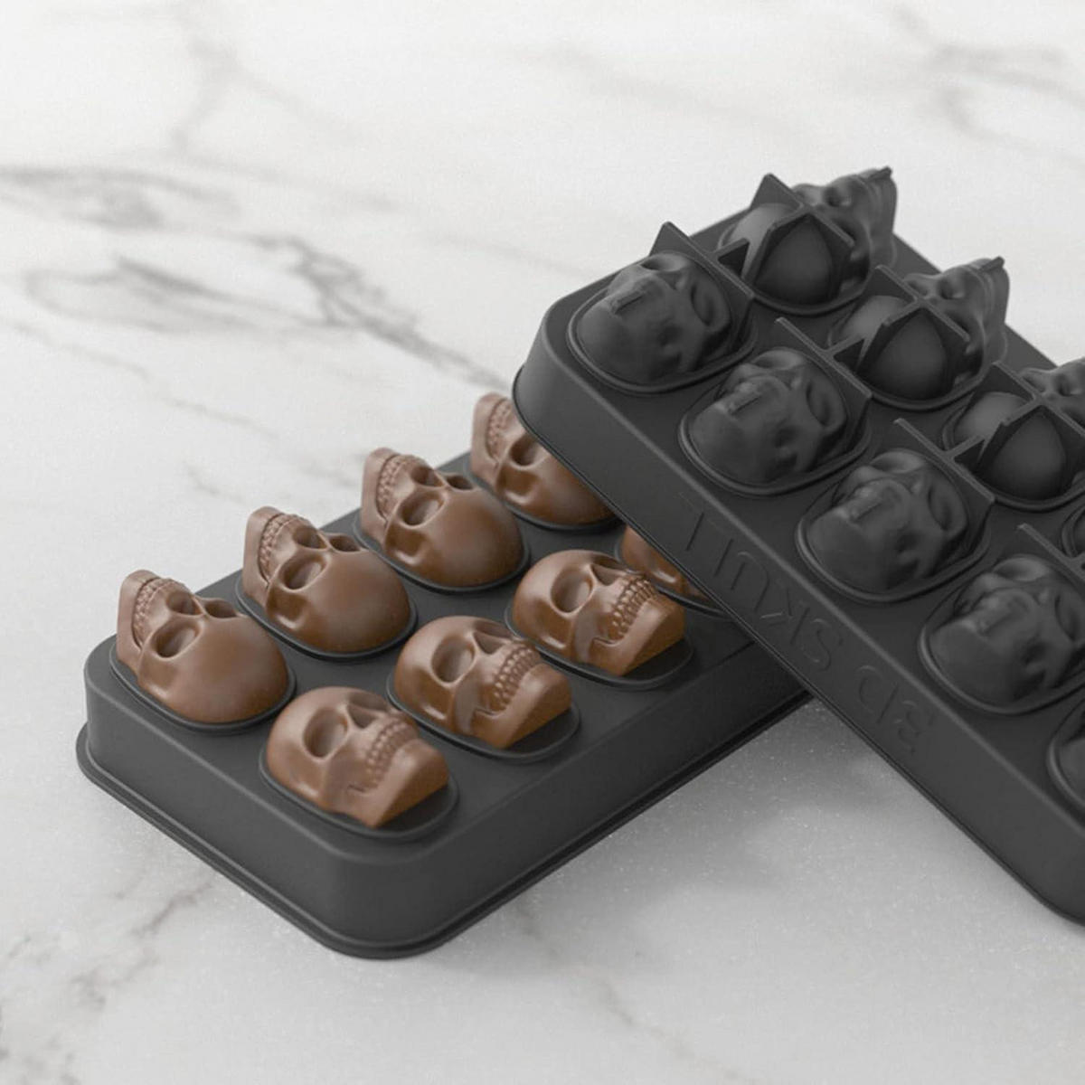 EISWÜRFELFORM Totenkopf 10-fach Set - Braun, Kunststoff (10.9/4.2/18.6cm)