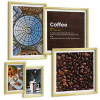 BILDER SET 5er Set - 50x50 cm & 20x30 cm & 40x60 cm Goldrahmen - Italienische Frühstückskaffeebohnen - Goldfarben, Kunststoff (40/60cm) - TULUP