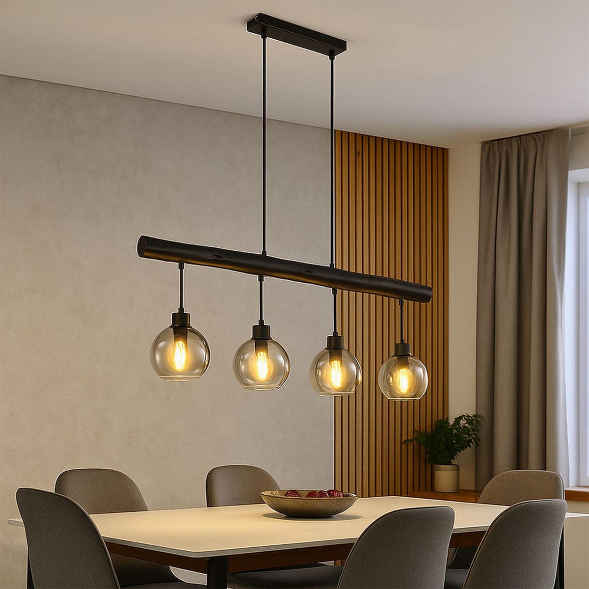 HÄNGELEUCHTE MOITAS Metall Grau - Grau, Glas (85/15/120cm) - Globo Lighting