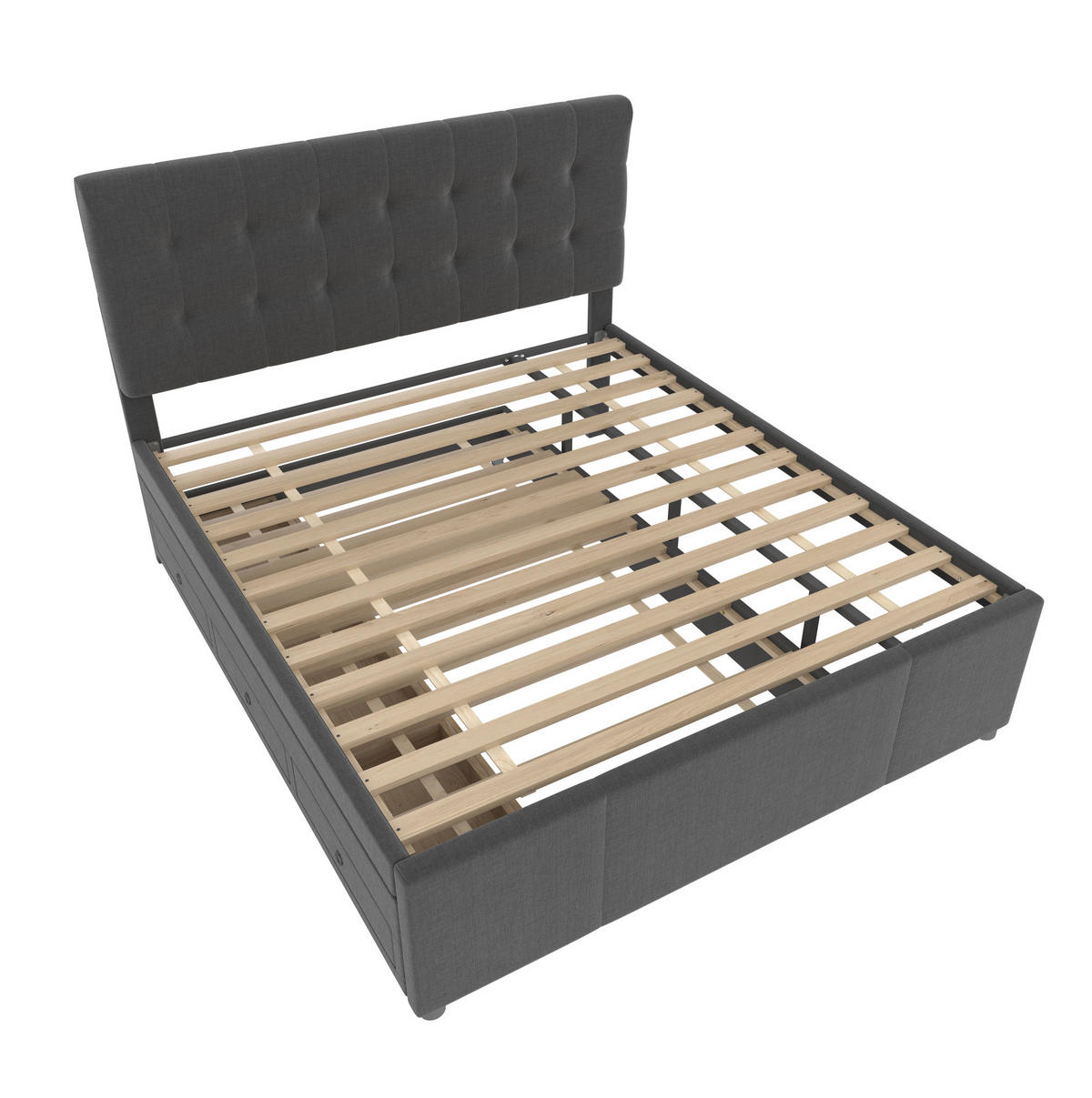 POLSTERBETT mit Ausziehbett und 3 Schubladen 140x200 cm Leinen Grau - Grau, Holzwerkstoff (140/200cm) - Beauniv