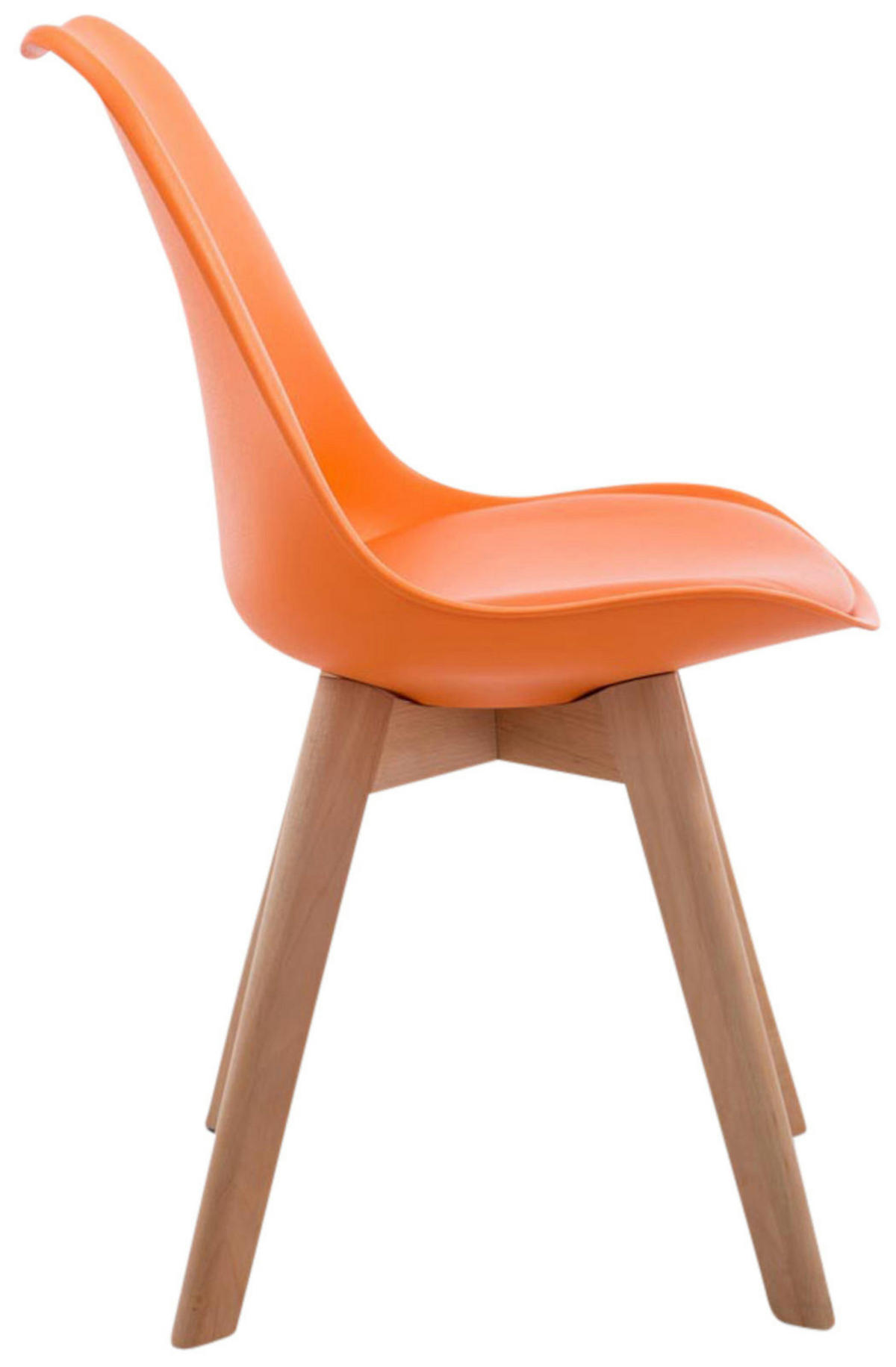 STUHL 4er Set Lederlook orange - Eukalyptusholzfarben/Orange, Holz/Textil (48/84/55cm) - CLP