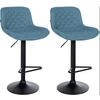 BARHOCKER 2er Set Stoff Blau - Blau/Schwarz, Textil/Metall (50/84/52cm) - CLP