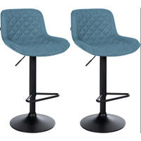 BARHOCKER 2er Set Stoff Blau - Blau/Schwarz, Textil/Metall (50/84/52cm) - CLP