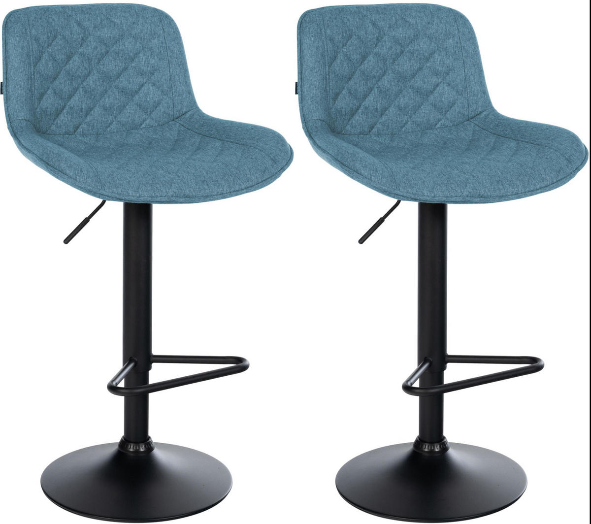 BARHOCKER 2er Set Stoff Blau - Blau/Schwarz, Textil/Metall (50/84/52cm) - CLP