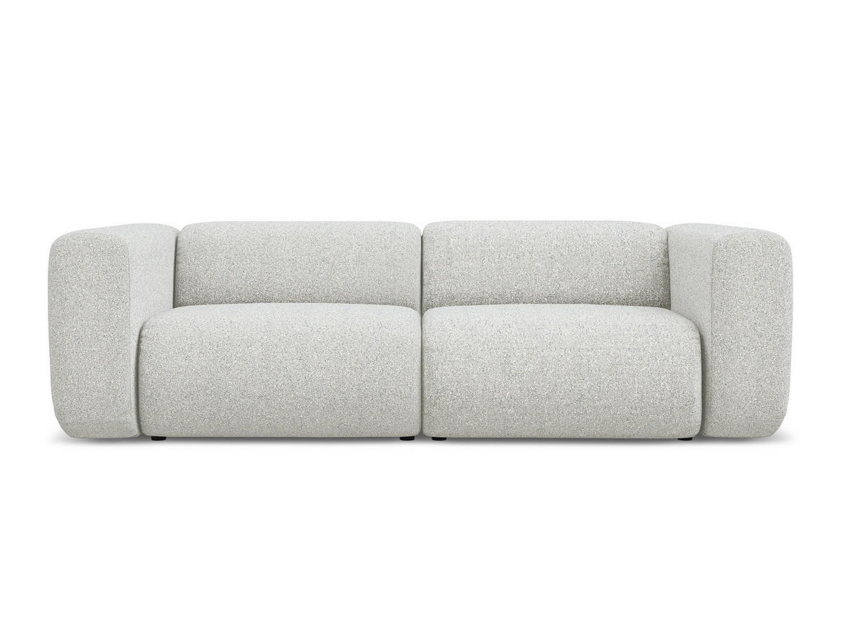 3-SITZER SOFA Strukturstoff Stoff Beige - Beige/Schwarz, Kunststoff/Textil (228/70/89cm) - Makamii