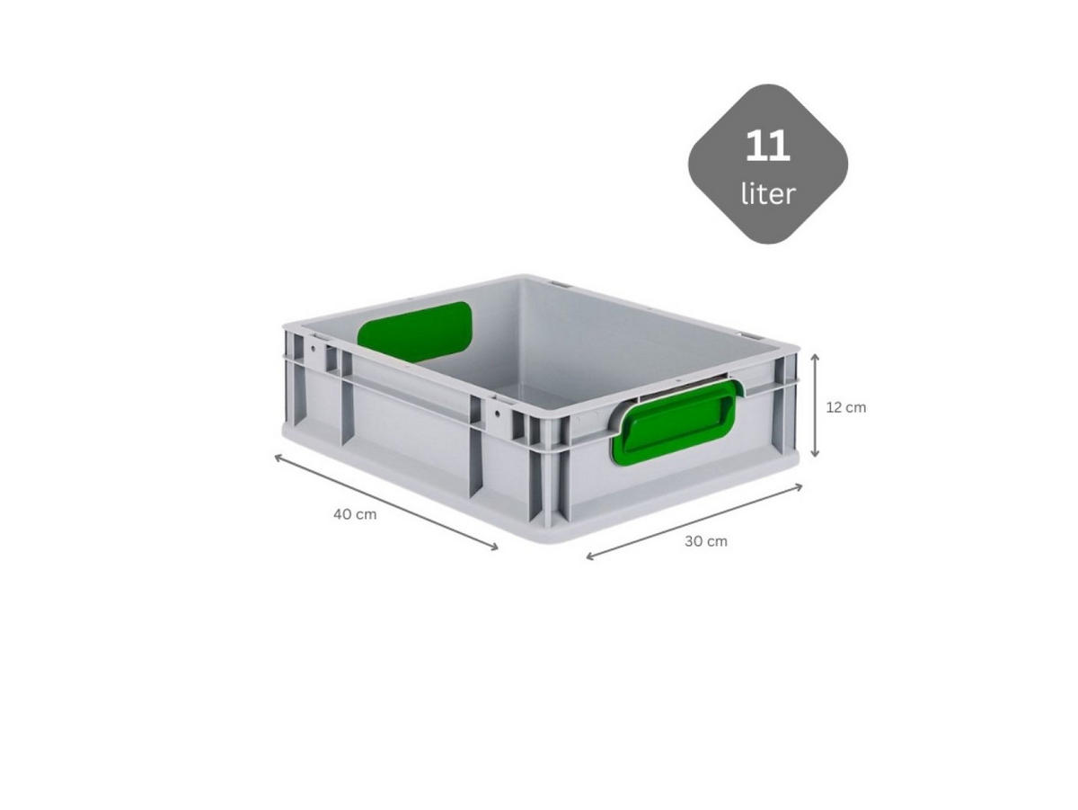 EUROBOX 16x Nextgen Color 12x30x40cm 11 Liter Griffe Grün Geschlossen - Grün, Kunststoff (30/12/40cm) - PROREGAL