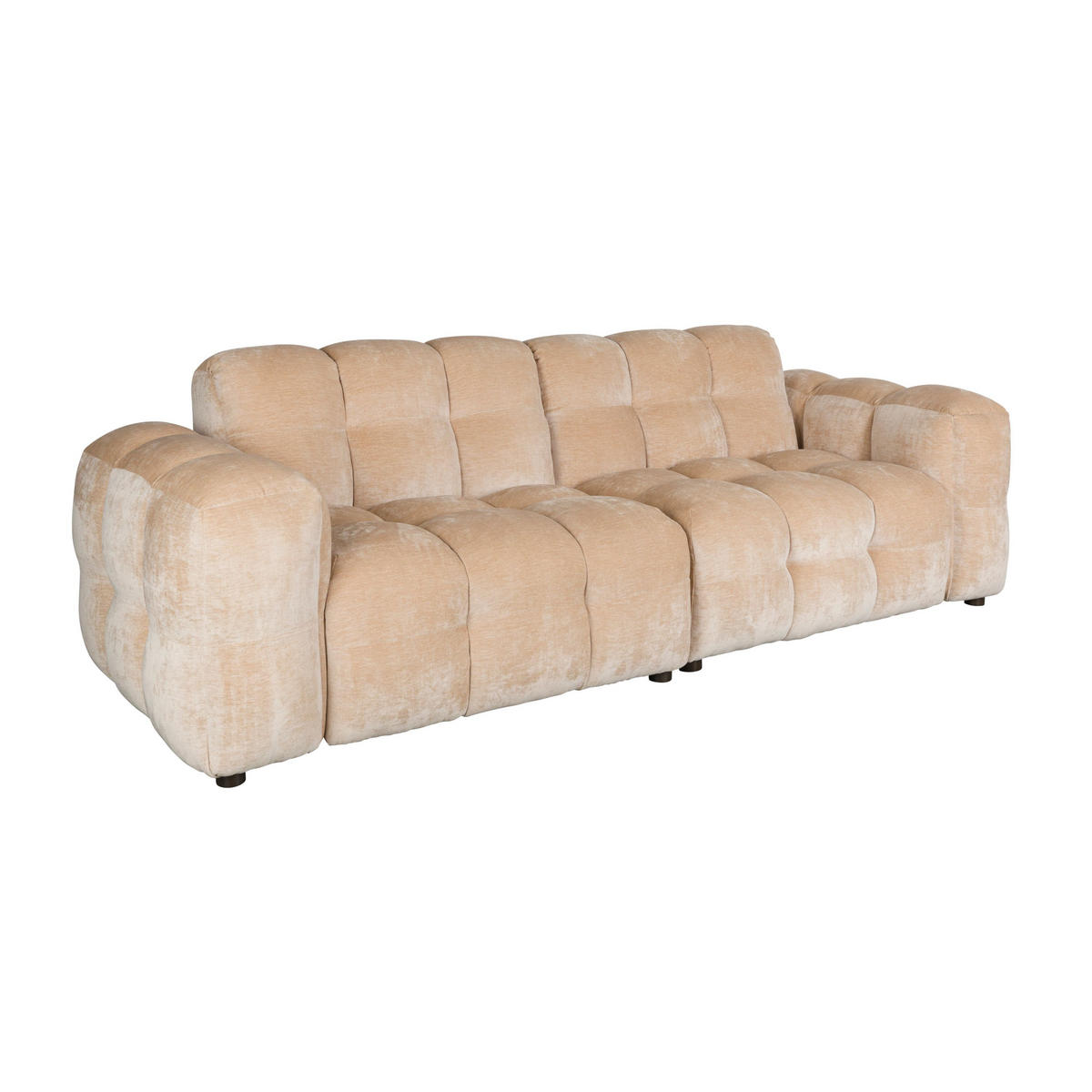 SOFA 3-SITZER Hackman Samt Beige - Beige, Kunststoff (264/84/102cm) - Dutchbone