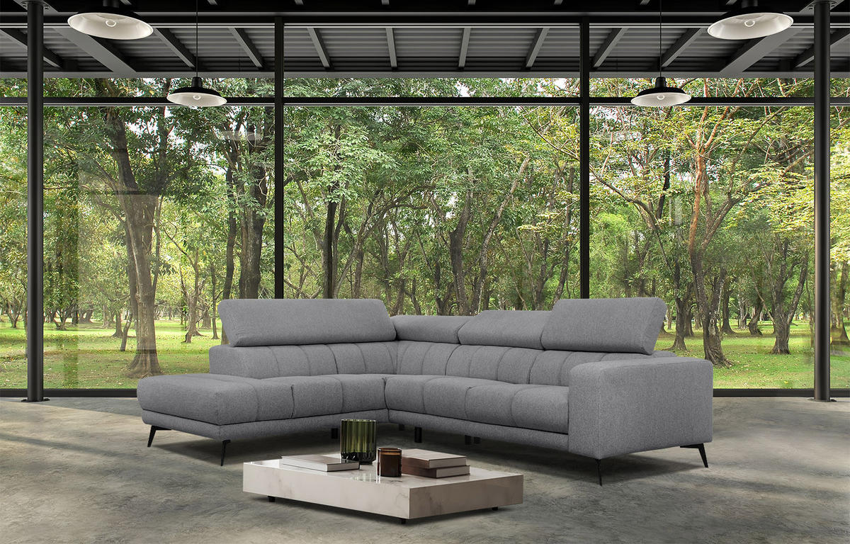 ECKSOFA MORELLO 5-Sitzer, grau - Schwarz/Grau, Holzwerkstoff/Textil (158/269cm) - Courtois Laville