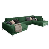 WOHNLANDSCHAFT CARA Smaragdgrün Cord - Smaragdgrün/Schwarz, Textil (341/84/223cm) - KAWOLA