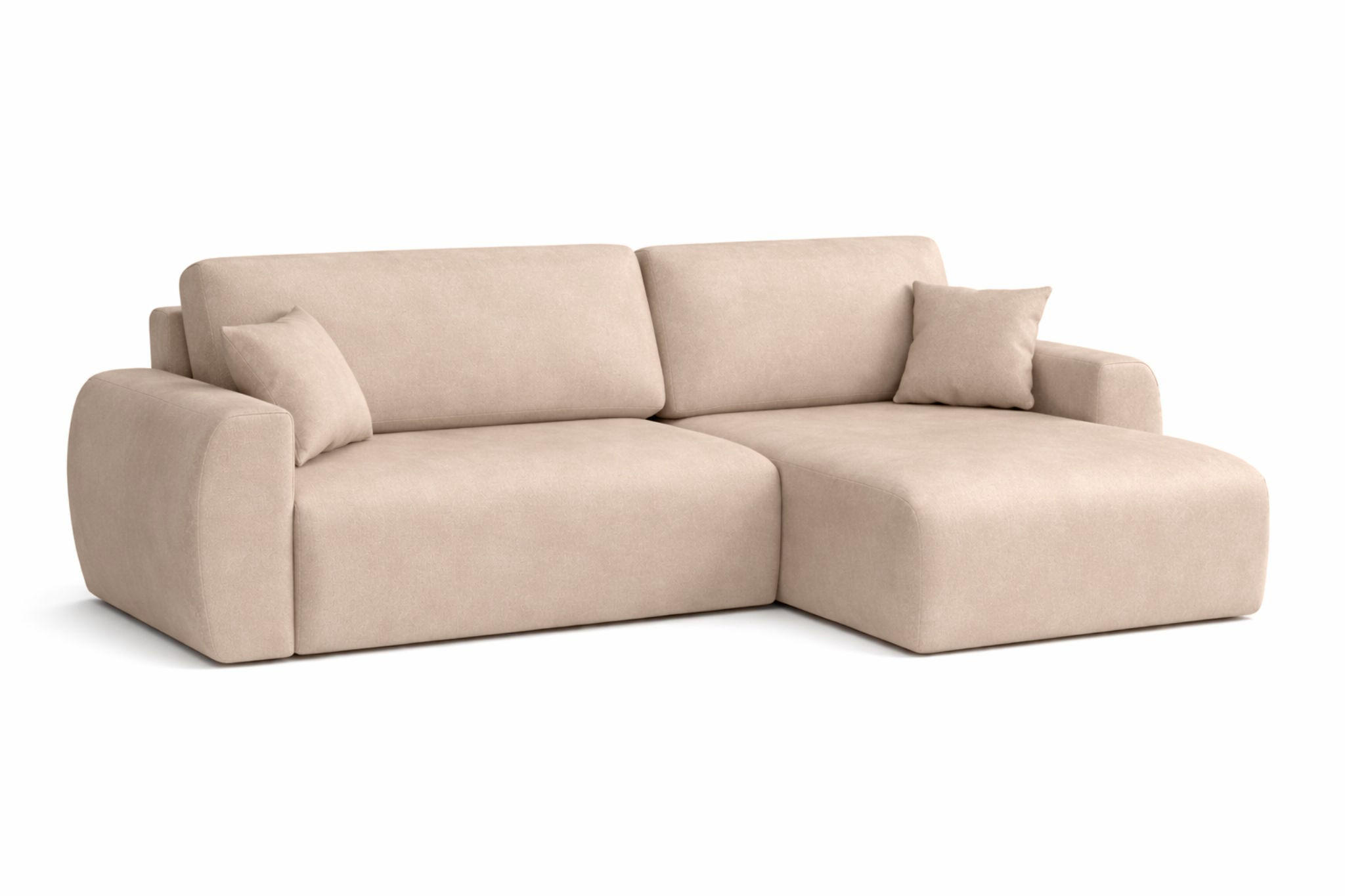 ECKSOFA Mit Schlaffunktion Ariel L, Velours, Stoff Salvador, Beige, Rechts - Beige, Holz (250/142cm) - Kaiser Möbel