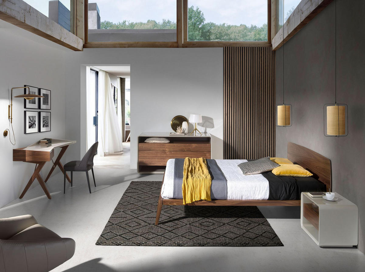 BETT Bett Walnuss 181/210/84 cm - Walnussfarben, Holz - ANGEL CERDA