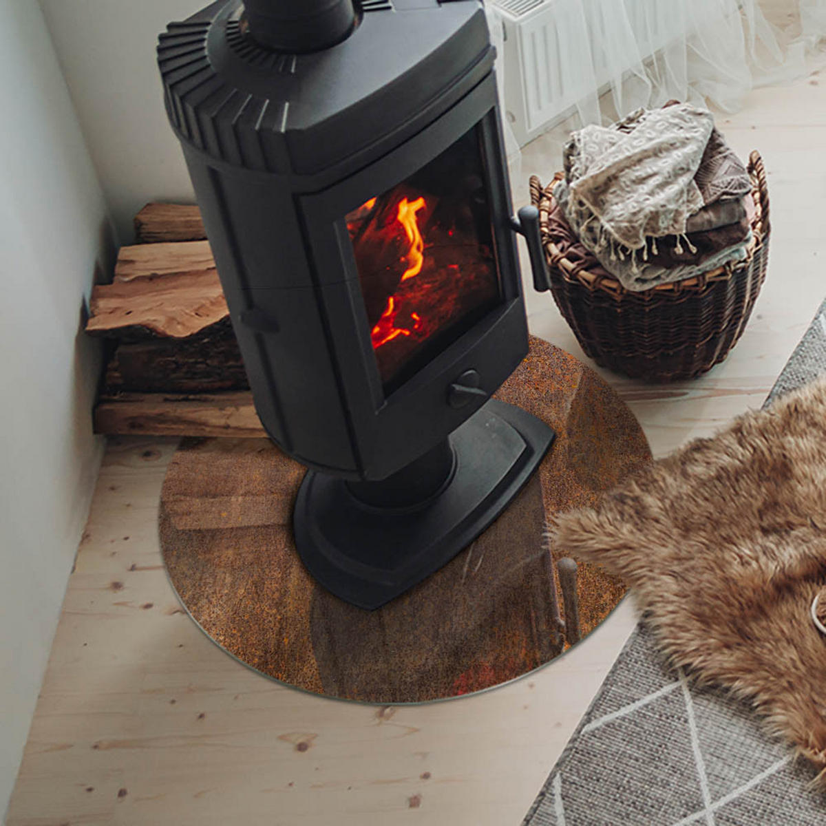 GLASPLATTE für Kamin Ø 60 cm Braun - Braun, Glas (60/60/0.4cm) - ArtPrintCave