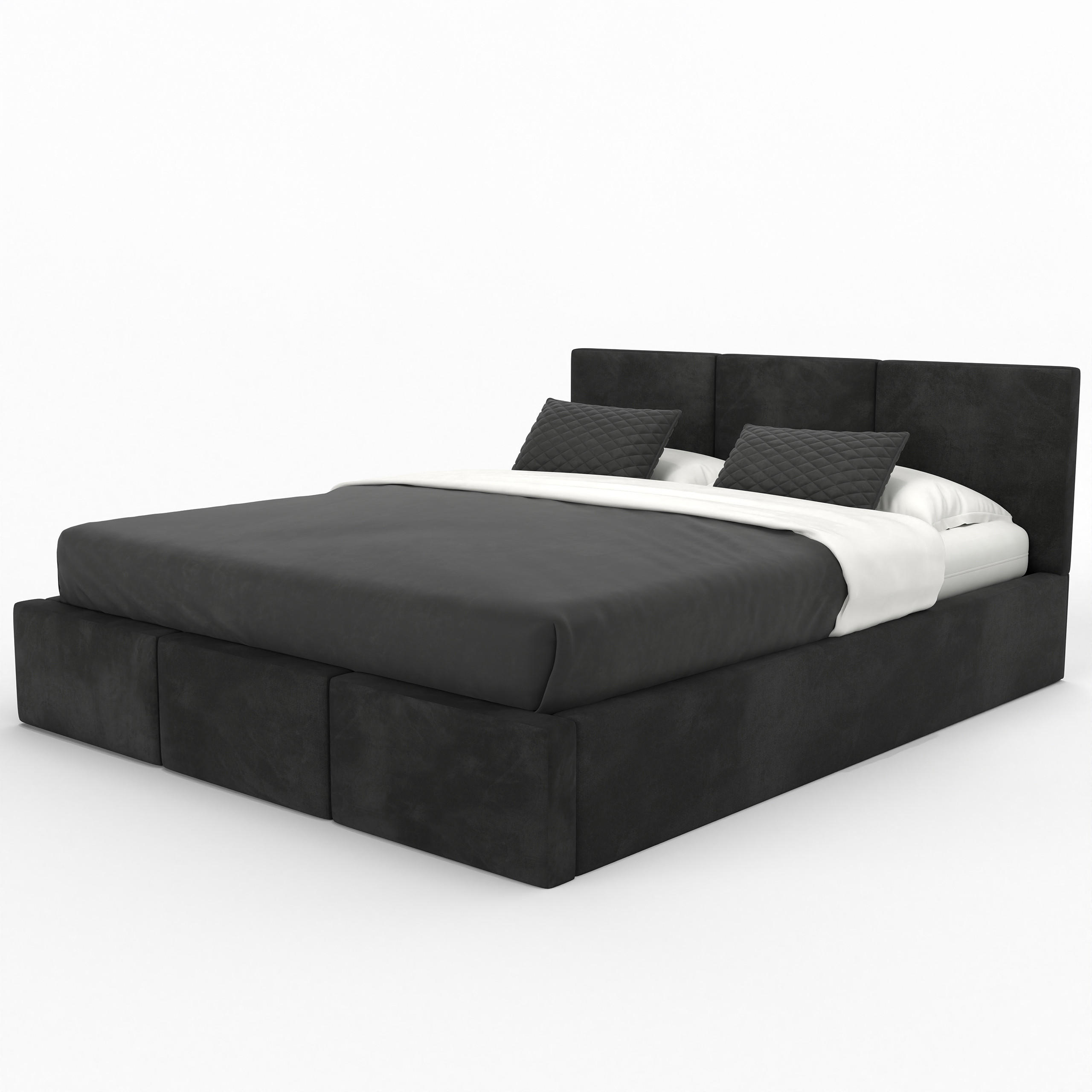 POLSTERBETT für Schlafzimmer Bett mit Stauraum Schwarz 180x200cm Kopfteil 100cm - Schwarz, Holzwerkstoff/Metall (180/200cm) - Muralo