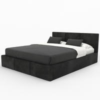 POLSTERBETT für Schlafzimmer Bett mit Stauraum Schwarz 180x200cm Kopfteil 100cm - Schwarz, Holzwerkstoff/Metall (180/200cm) - Muralo