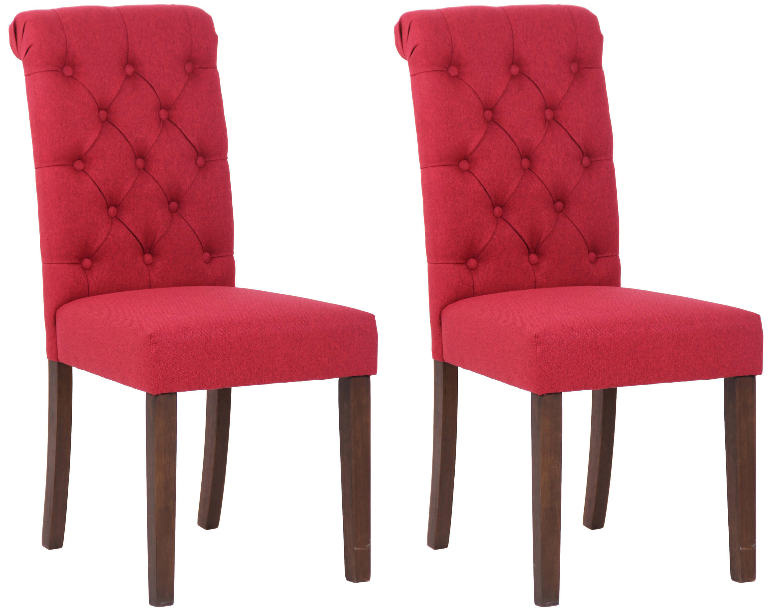 ESSZIMMERSTÜHLE 2er-Set WALES Stoff 98x45x63 cm rot Holz - Rot, Holz (45/98/63cm) - DELUKE