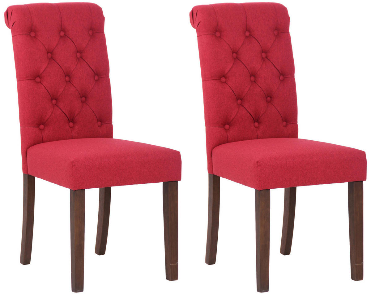 ESSZIMMERSTÜHLE 2er-Set WALES Stoff 98x45x63 cm rot Holz - Rot, Holz (45/98/63cm) - DELUKE