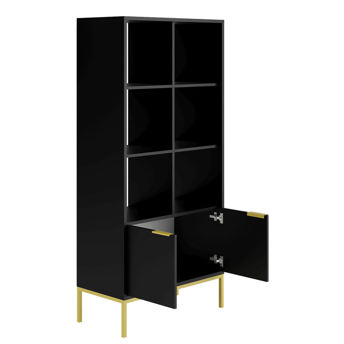 BÜCHERREGAL Seattle Schwarz - Goldfarben/Schwarz, Holzwerkstoff (80/171.3/40cm) - Petits-meubles