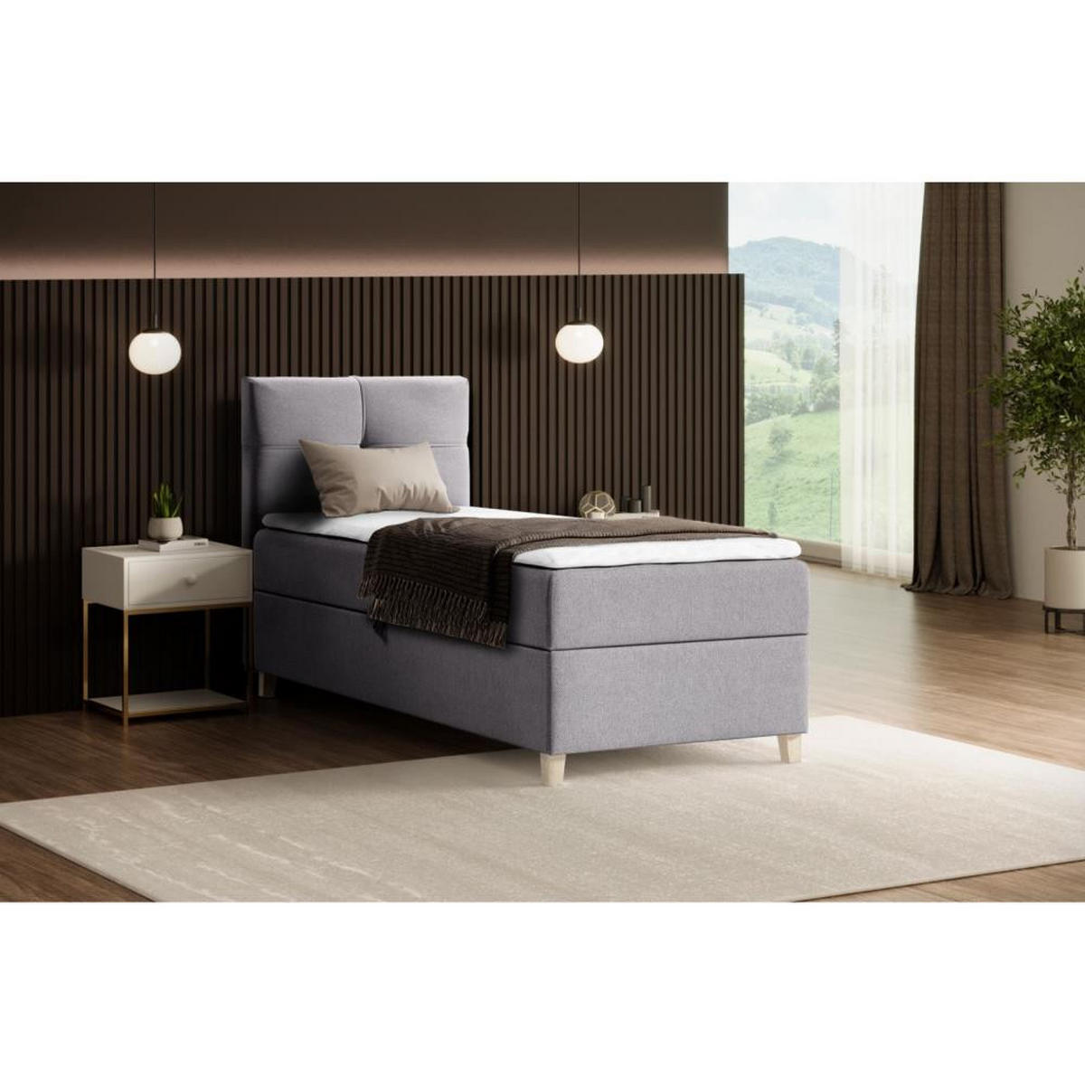 POLSTERBETT Helen Mini 103/206/106 grau - Grau, Holzwerkstoff/Textil (100/200cm) - Beautysofa