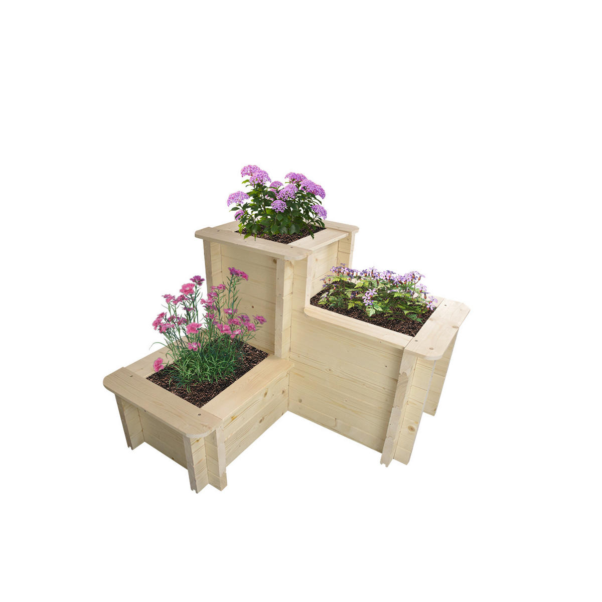 HOCHBEET HOLZ - 78x78xH59 cm - M622 - Beige, Holz (78/59/78cm) - Timbela