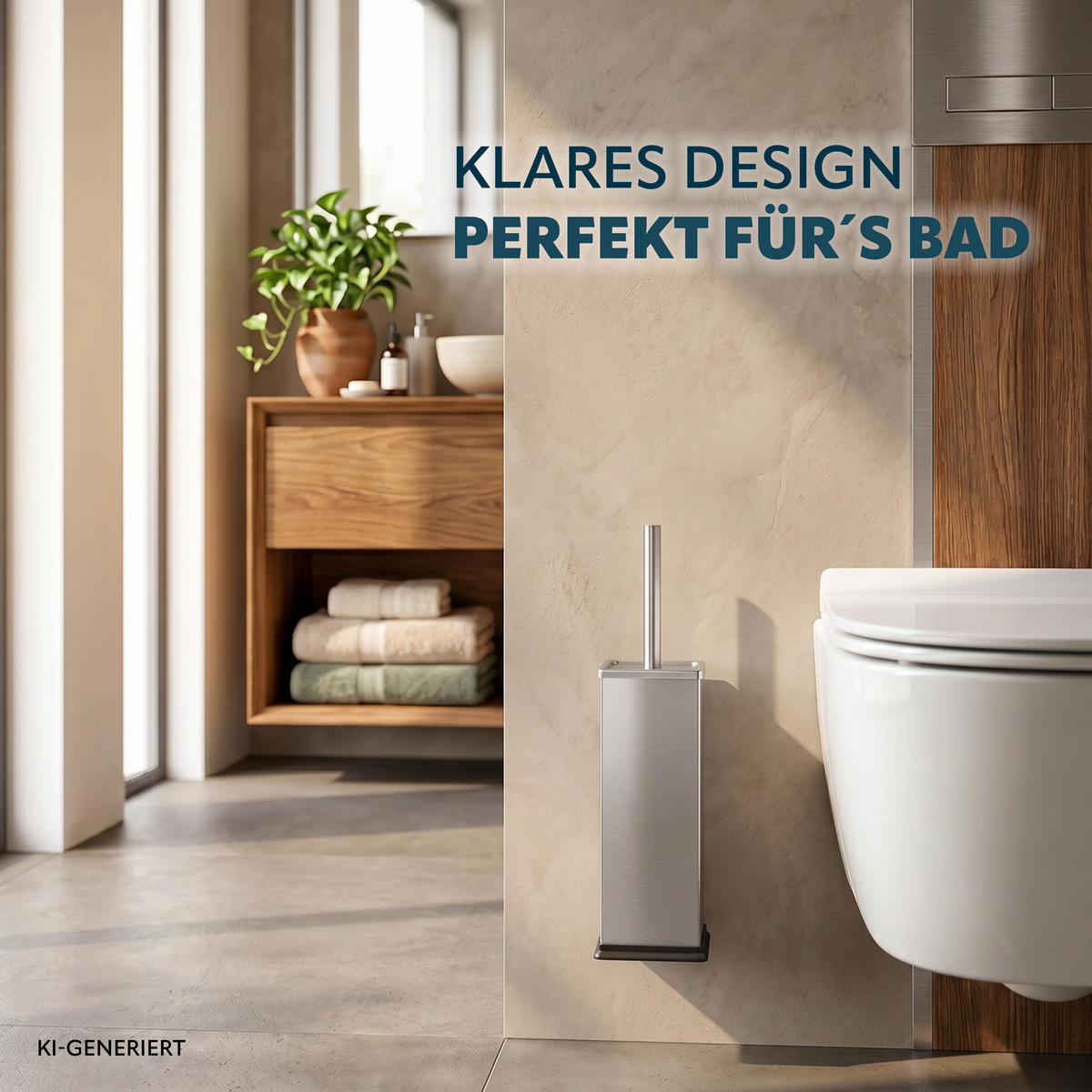 WC-GARNITUR inkl. Wandhalterung - Edelstahlfarben, Metall (10/39/14.5cm) - bremermann