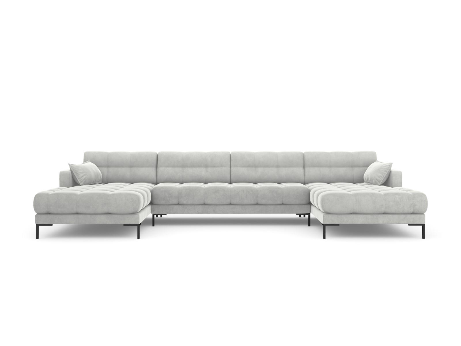 PANORAMASOFA Mamaia aus Samt silber 6 Sitzplätze - Silberfarben, Textil (185/75/383cm) - Micadoni