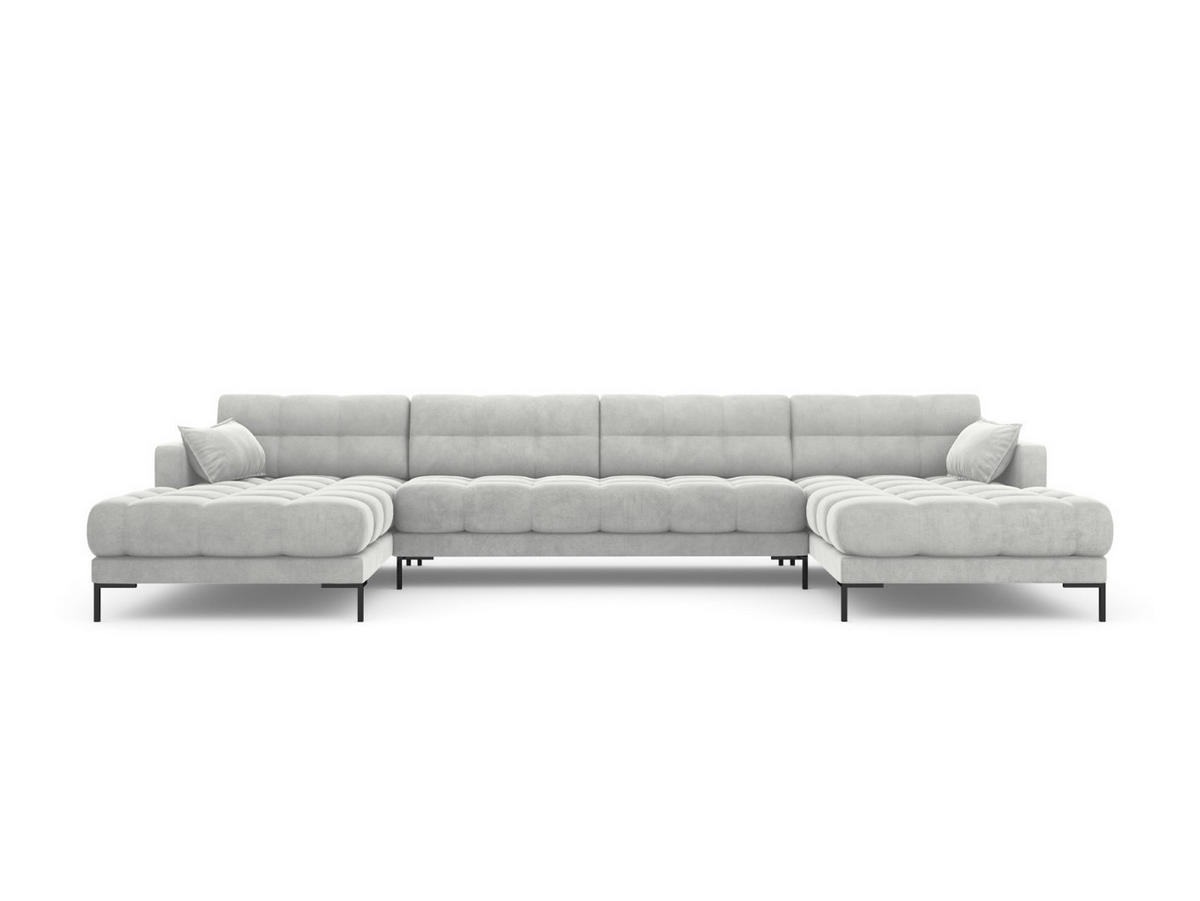 PANORAMASOFA Mamaia aus Samt silber 6 Sitzplätze - Silberfarben, Textil (185/75/383cm) - Micadoni