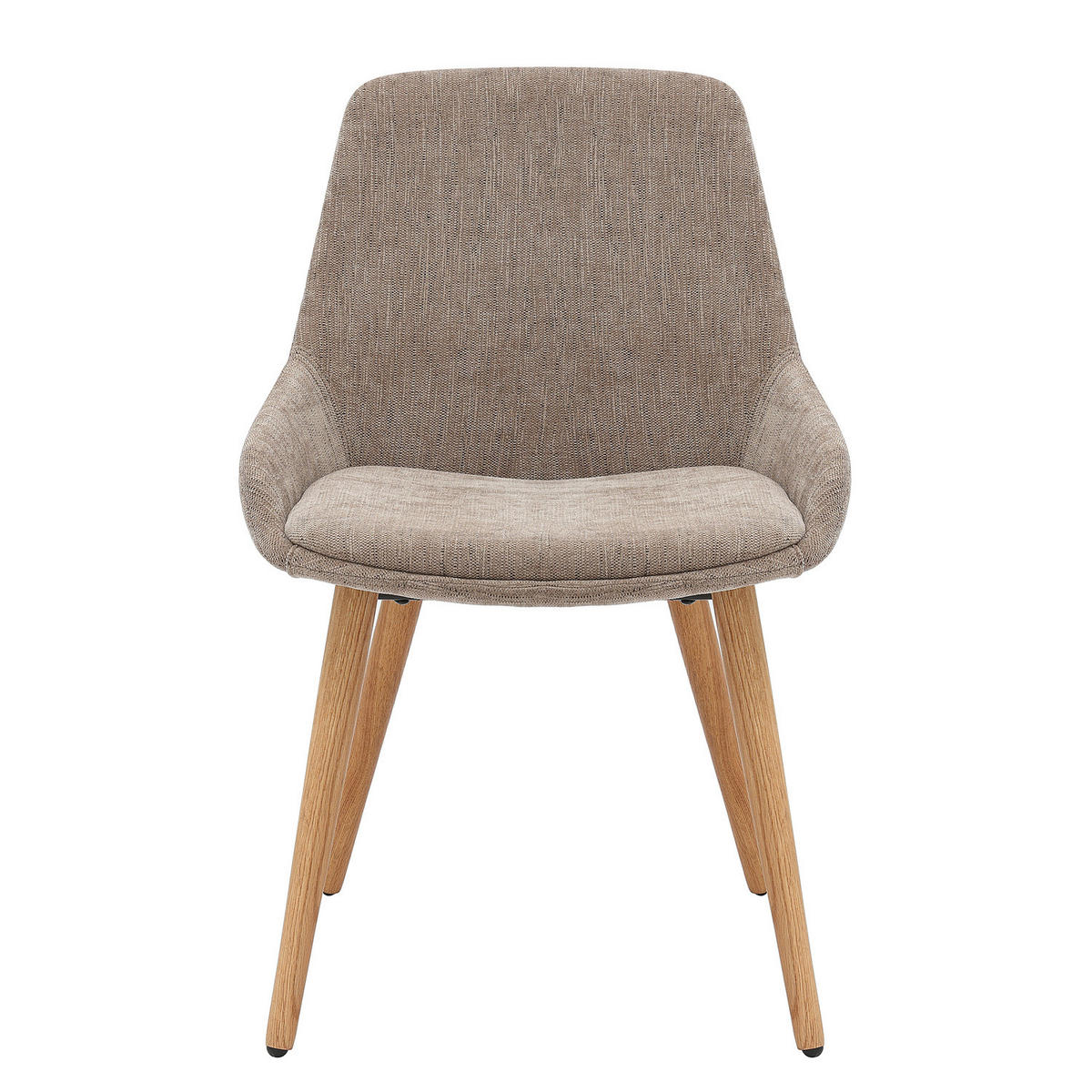 POLSTERSTUHL - 2er-Set - Webstoff / Eiche massiv - Taupe, Eichenholz/Holz (53/83/54cm) - home24