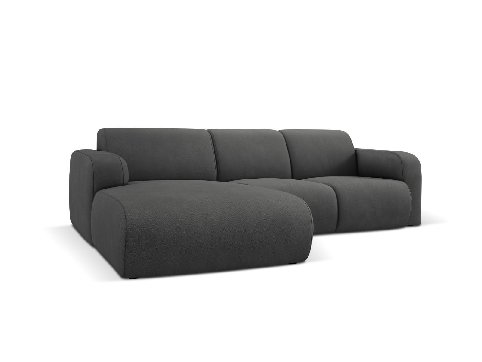ECKSOFA links Molino aus strukturiertem Stoff dunkelgrau 4 Sitzplätze - Dunkelgrau, Textil (170/250cm) - Micadoni