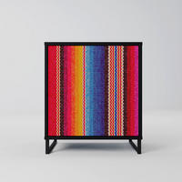 SIDEBOARD ETHNIC MEXICAN, Schwarz, 57,5x42x67,5 cm, Schwarze Metall-Rahmenfüße - Multicolor/Schwarz, Holzwerkstoff/Metall (57.5/67.5/42cm) - SpaceRebels