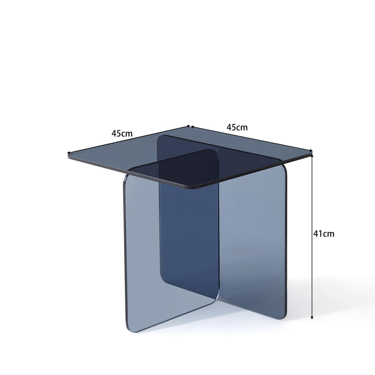 BEISTELLTISCH DE-37401 quadratisch mit gebogenem Glas Grau - Grau, Glas (45/45/41cm) - ComfortXL