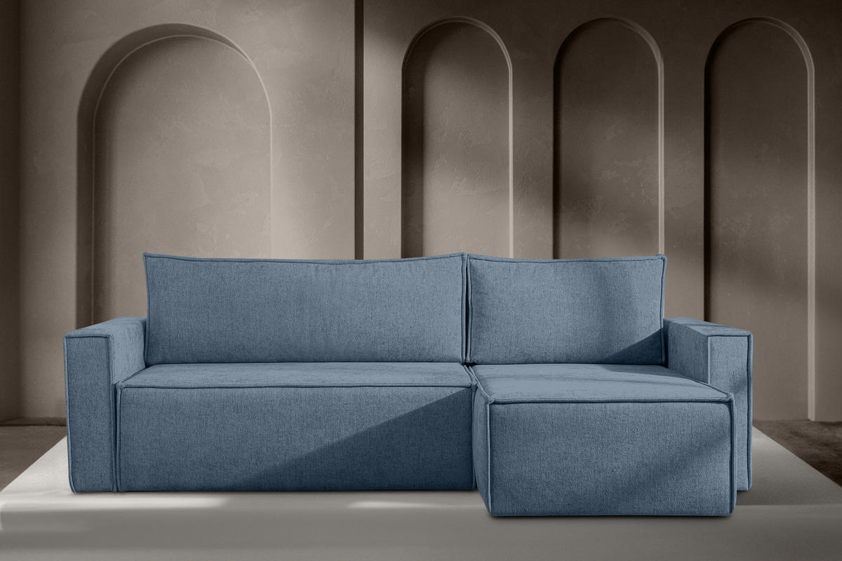 UNIVERSAL-ECKSOFA NAPI II mit Schlaffunktion, hellblau - Hellblau, Textil (246/148cm) - KONSIMO®