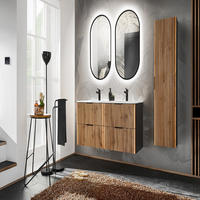 BADMÖBEL-SET 8 Teile - Xilo X BM02 in Wotan Oak / Gray Rock - Eiche Wotan/Schwarz, Holz/Metall (120/140/57cm)