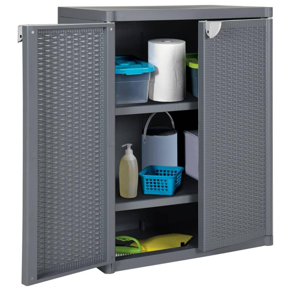 GARTENSCHRANK Grau 65/45/88 Cm Pp Rattan-Optik - Grau, Kunststoff (45/88/65cm) - vidaXL