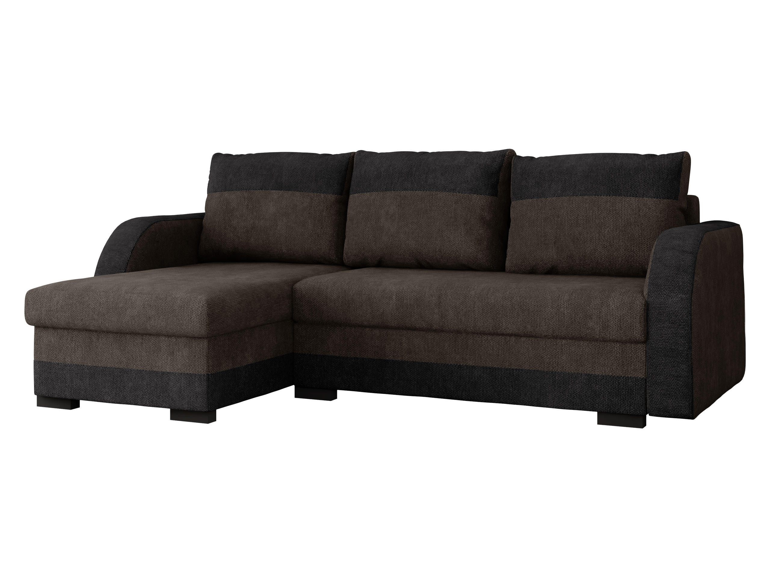 ECKSOFA Jozef - Dunkelbraun/Schwarz, Holz/Textil (230/140cm) - MIRJAN24
