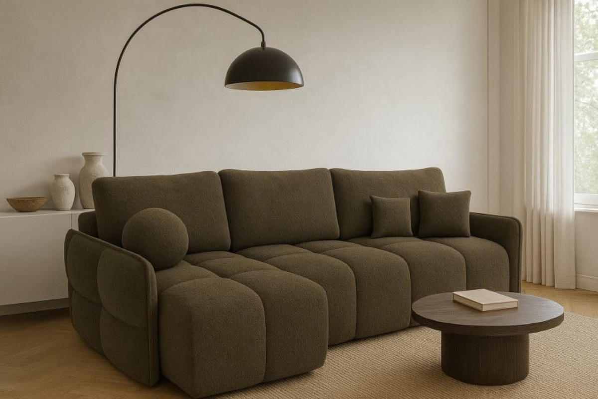 ECKSOFA Taupe MONO Mit Schlaffunktion Und Dekokissen Links - Braun, Textil (220/145cm) - Sepro Meble