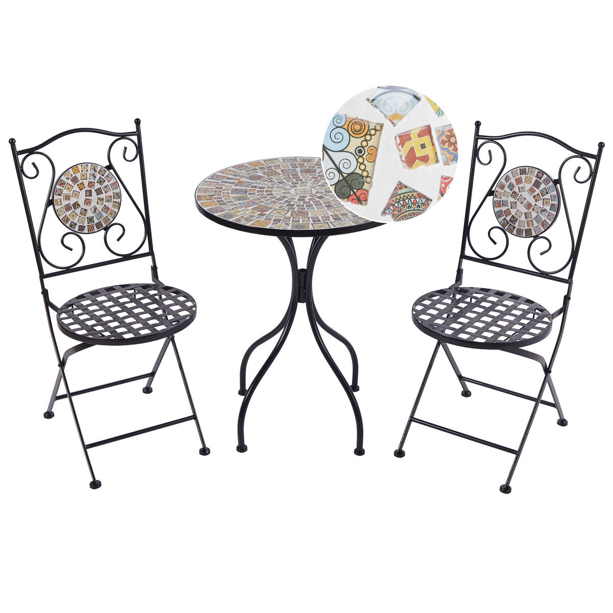 BISTRO-SET 2er Schwarz Casario - Multicolor/Schwarz, Metall - Beliani