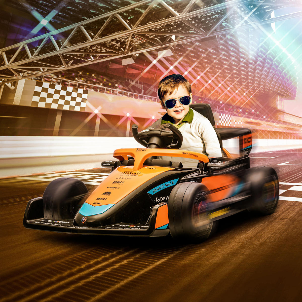 ELEKTROAUTO, Kunststoff, Orange, 115L x 67B x 50H cm - Orange, Kunststoff (115/67/50cm) - AIYAPLAY