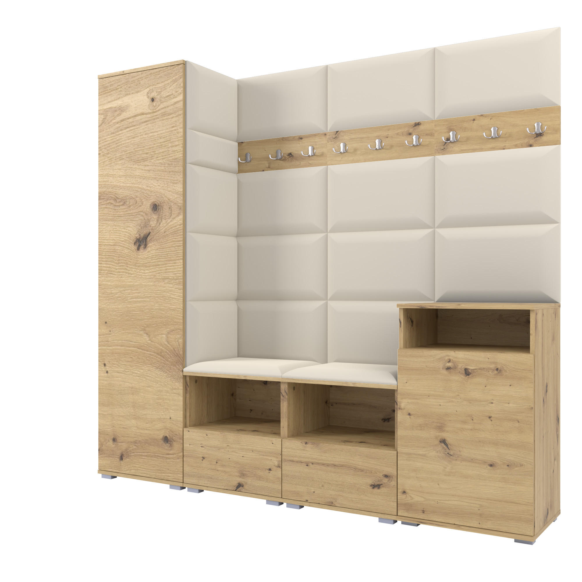 Ravio Garderobe Eiche Artisan, Creme 200x187x40 cm