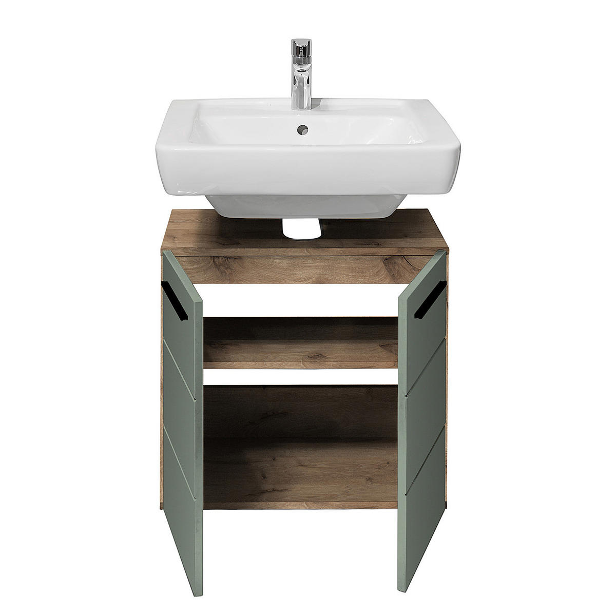 WASCHBECKENUNTERSCHRANK - Mintgrün/Grau, Holzwerkstoff (60/62/31cm) - home24
