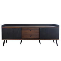 LOWBOARD in Schwarz mit 2 Schubladen und Schiebetüren für Wohnzimmer, B160/T40/H58cm - Schwarz, Holzwerkstoff (160/58/40cm) - STILVORA